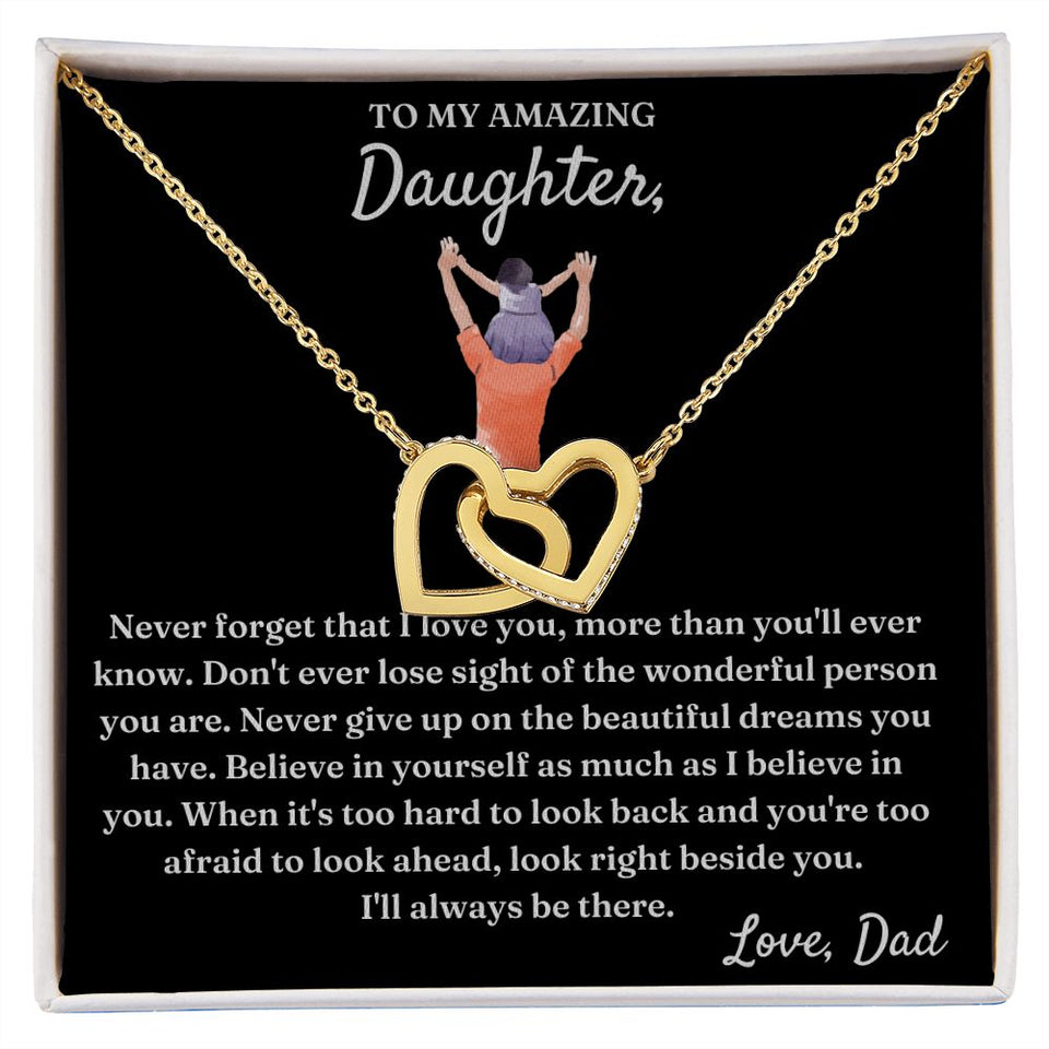 Wonderful Person You Are - Interlocking Hearts Necklace For Daughter