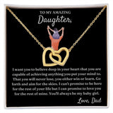 You Either Win Or Learn - Interlocking Hearts Necklace For Daughter