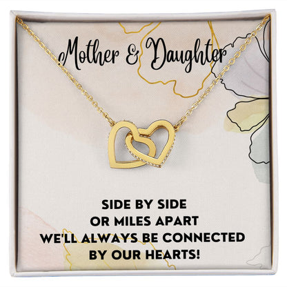Connected By Our Hearts - Interlocking Hearts Necklace For Daughter