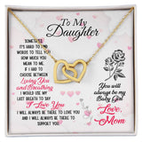 To Daughter Loving and Breathing Interlocking Hearts Necklace