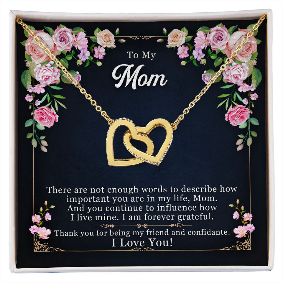 To My Mom necklace, Forever Grateful to Mom | Interlocking Hearts Necklace