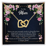 To My Mom necklace, Forever Grateful to Mom | Interlocking Hearts Necklace