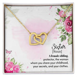 Sister Noun Interlocking Hearts Necklace