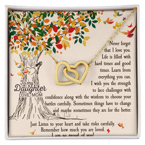 Daughter Never Forget Interlocking Hearts Necklace