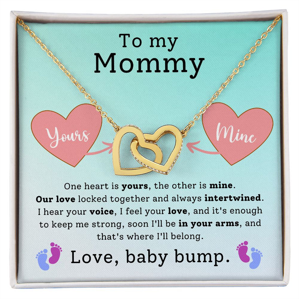 To My Mommy - I Hear Your Voice, I Feel Your Love Interlocking Hearts Necklace