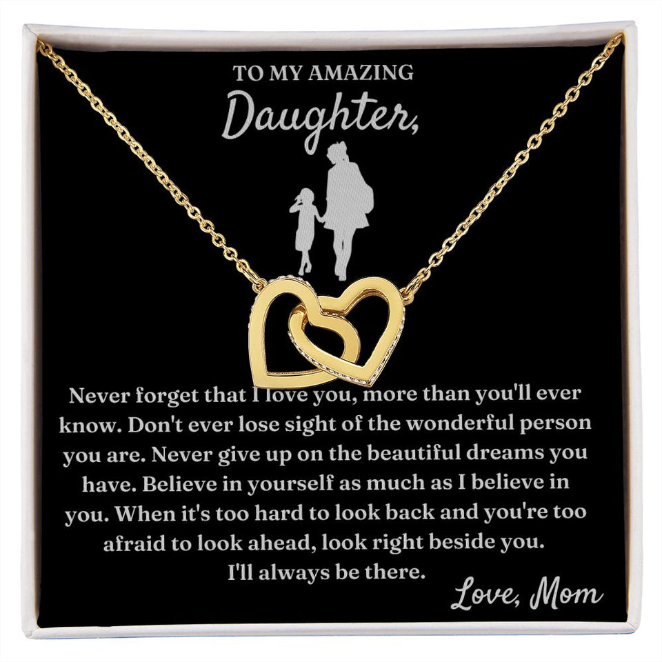 More Than You'll Ever Know - Interlocking Hearts Necklace For Daughter