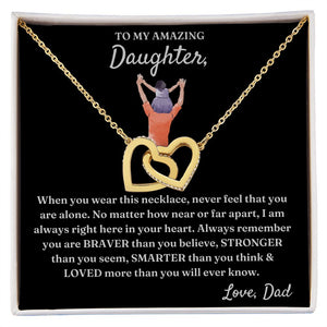 No Matter How Far Apart - Interlocking Hearts Necklace For Daughter