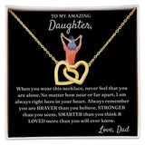 No Matter How Far Apart - Interlocking Hearts Necklace For Daughter