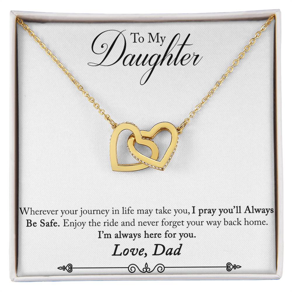 Daughter Never Forget Your Way Back Home Interlocking Hearts Necklace