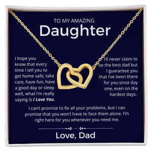 Even On The Hardest Days - Interlocking Hearts Necklace For Daughter