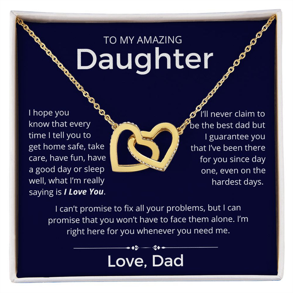Even On The Hardest Days - Interlocking Hearts Necklace For Daughter