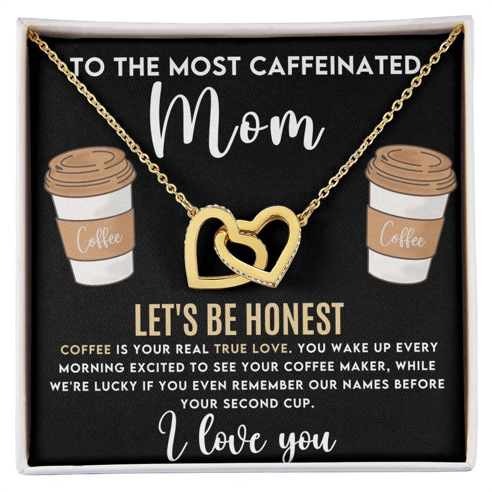 Caffeinated Mom Interlocking Hearts Necklace