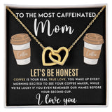 Caffeinated Mom Interlocking Hearts Necklace