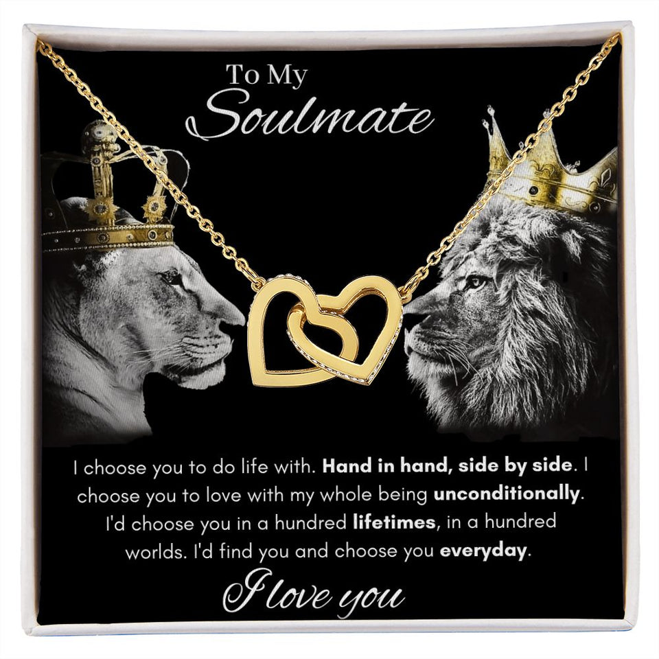 To My Soulmate - Interlocking Hearts Necklace - Hand in Hand Gift For Mom, necklace For Wife, Gift For Mother's Day