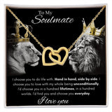 To My Soulmate - Interlocking Hearts Necklace - Hand in Hand Gift For Mom, necklace For Wife, Gift For Mother's Day