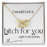I Would Cut -  Interlocking Hearts  Necklace - White Gift For Mom, necklace For Wife, Gift For Mother's Day