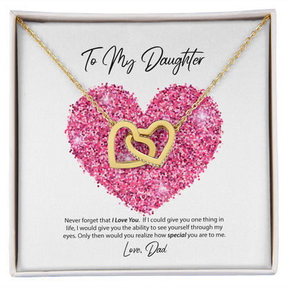 To My Daughter Love Dad Interlocking Hearts Necklace