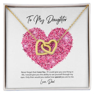 To My Daughter Love Dad Interlocking Hearts Necklace