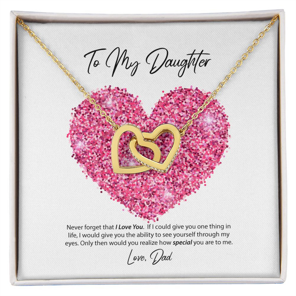 To My Daughter Love Dad Interlocking Hearts Necklace