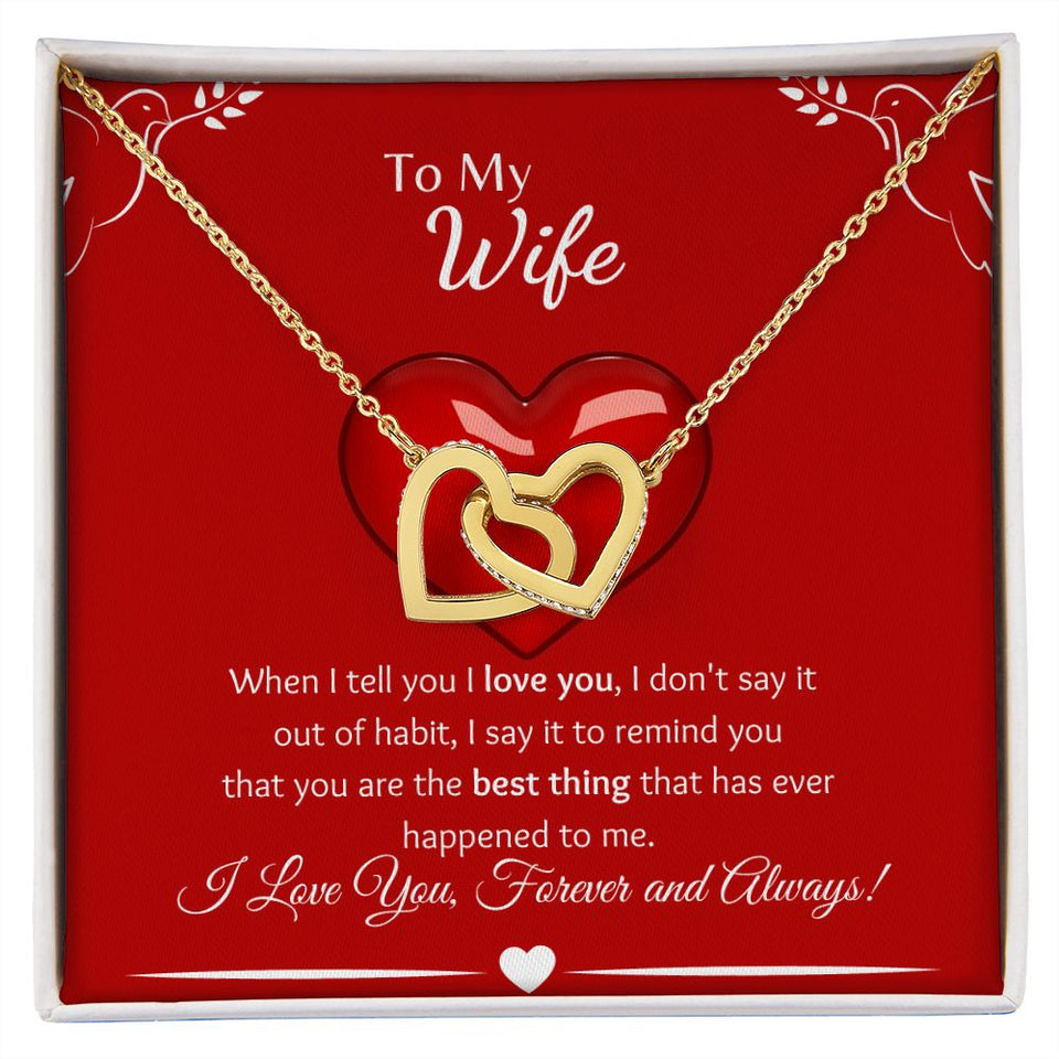 To My Wife - Interlocking Hearts Necklace - Two Doves Gift For Mom, necklace For Wife, Gift For Mother's Day