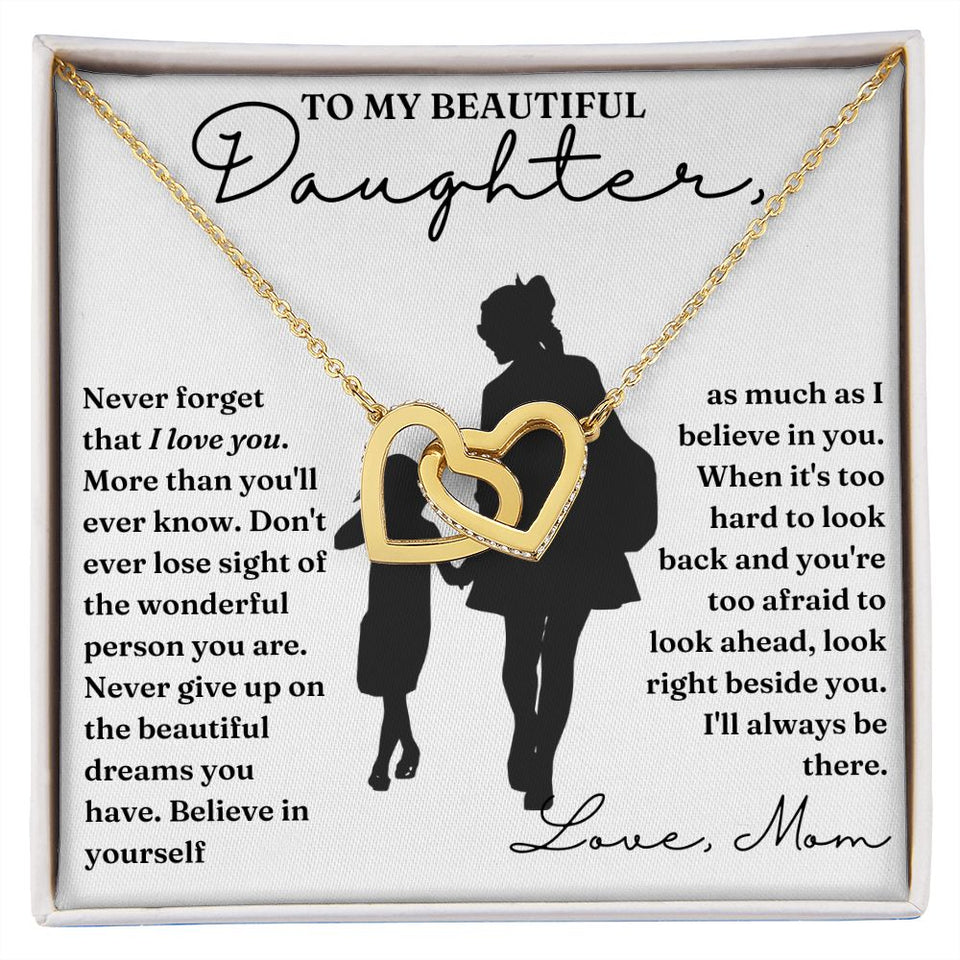 Right Beside You - Interlocking Hearts Necklace For Daughter