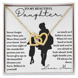 Right Beside You - Interlocking Hearts Necklace For Daughter