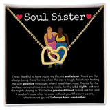 Soul Sister - Interlocking Hearts Necklace - Black Card Gift For Mom, necklace For Wife, Gift For Mother's Day