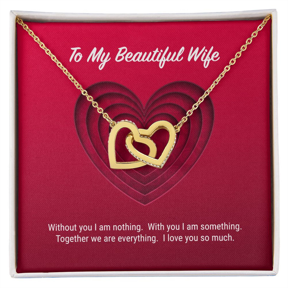 To My Beautiful Wife Interlocking Hearts Necklace