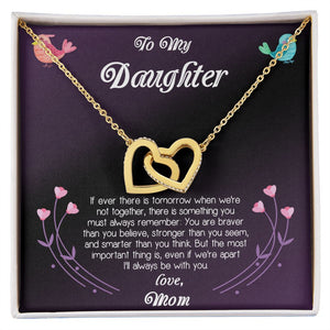 To My Daughter Love Mom Interlocking Hearts Necklace