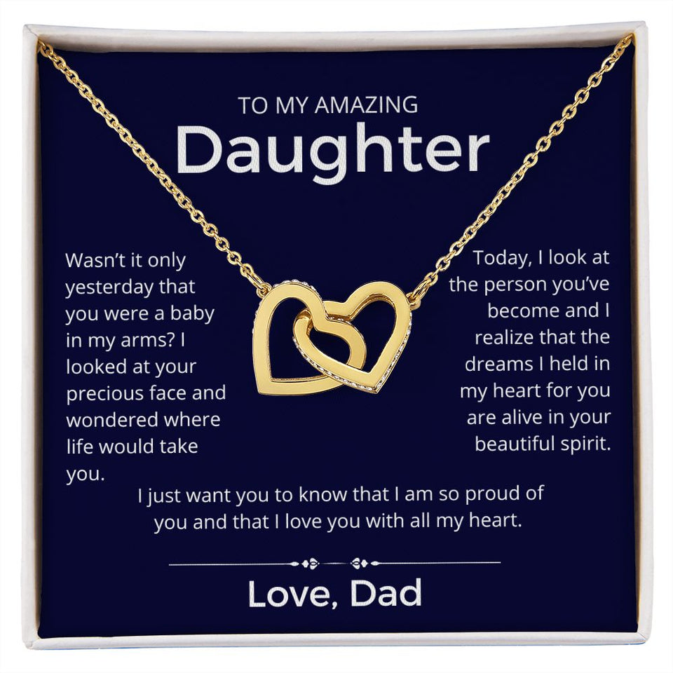 So Proud Of You - Interlocking Hearts Necklace For Daughter