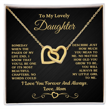 Gift For Daughter Necklace From Mom -  My Little Girl To Me Love, Mom Necklace, Interlocking Hearts Necklace