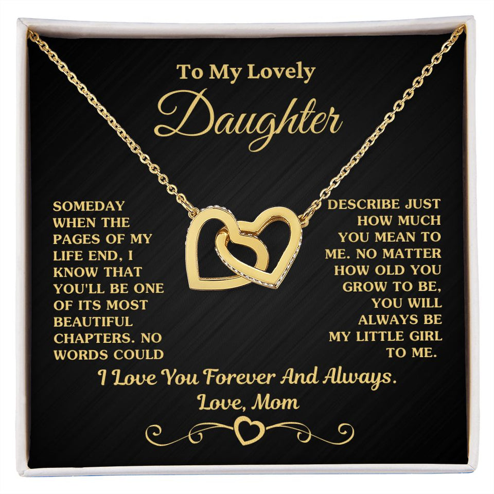Gift For Daughter Necklace From Mom -  My Little Girl To Me Love, Mom Necklace, Interlocking Hearts Necklace