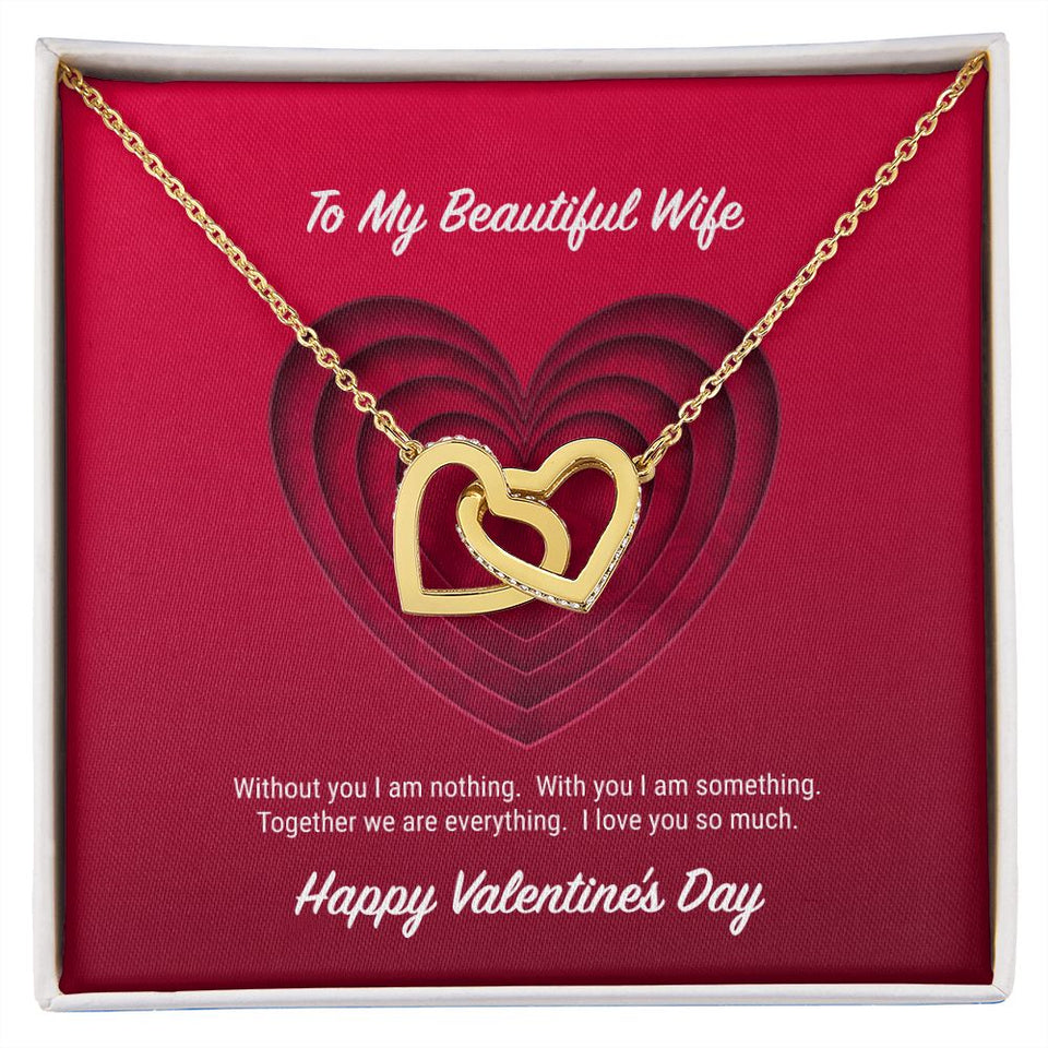 To My Beautiful Wife Valentine's Day Interlocking Hearts Necklace