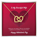 To My Beautiful Wife Valentine's Day Interlocking Hearts Necklace