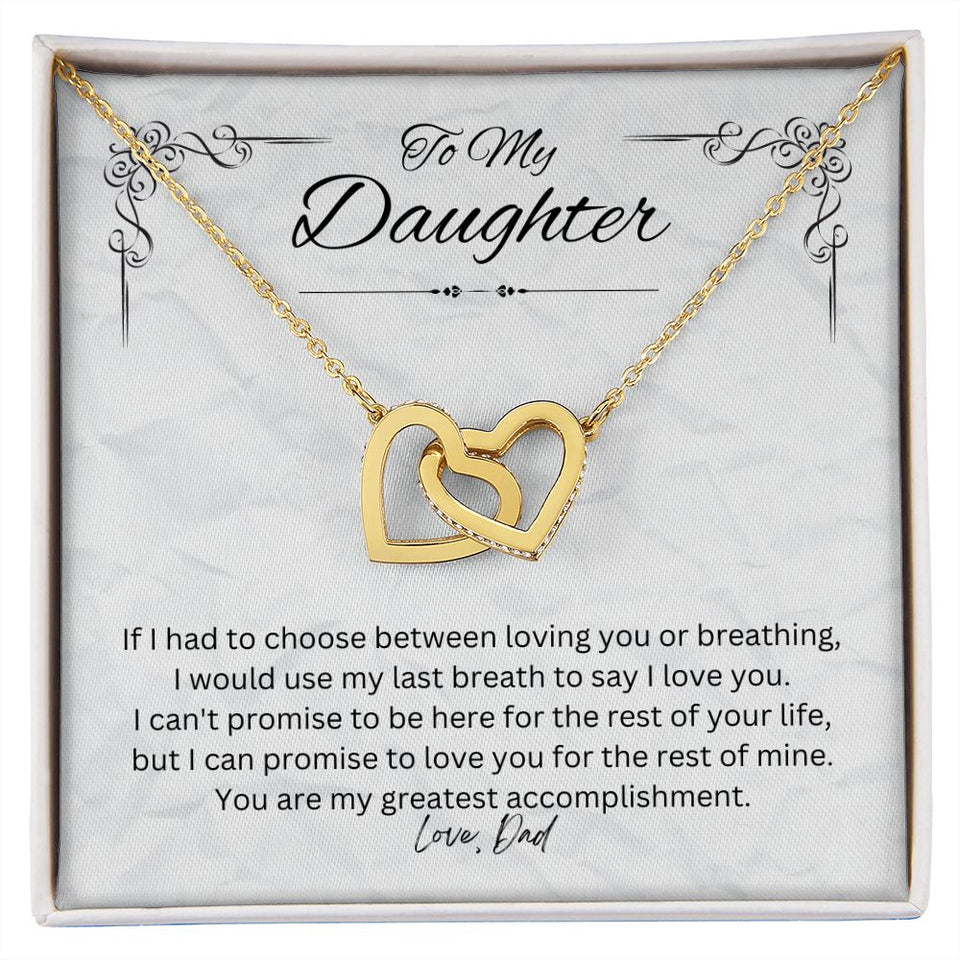 To My Daughter Love Dad Interlocking Hearts Necklace Gift For Mom, necklace For Wife, Gift For Mother's Day