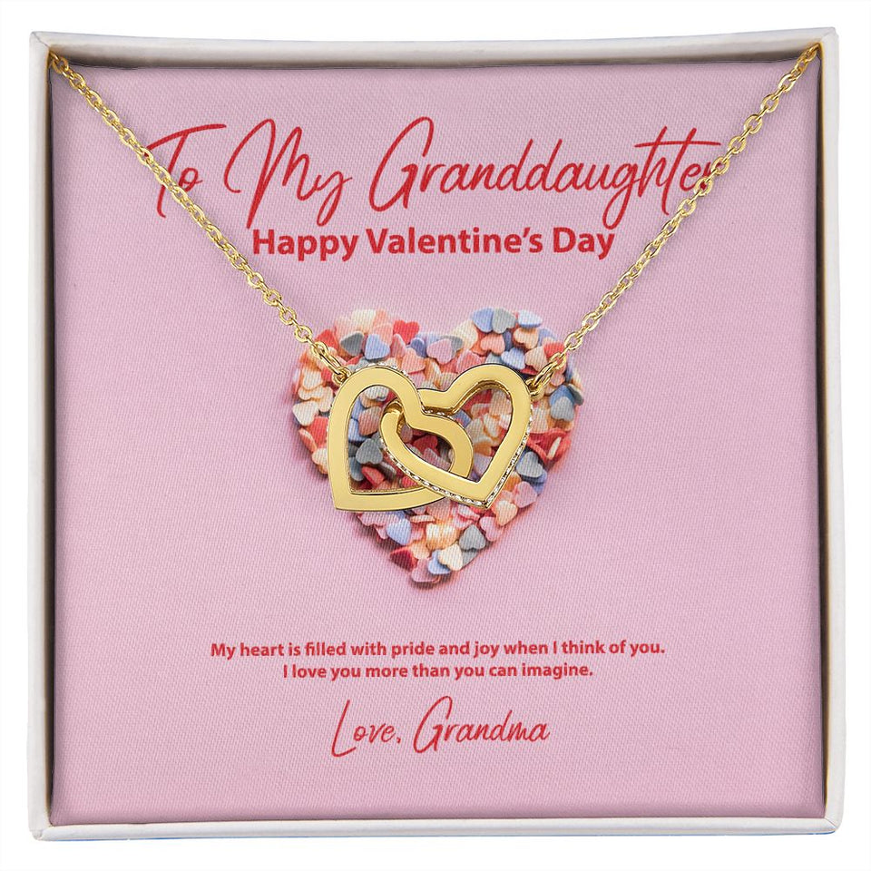 To My Granddaughter from Grandma Valentine's Day Interlocking Hearts Necklace