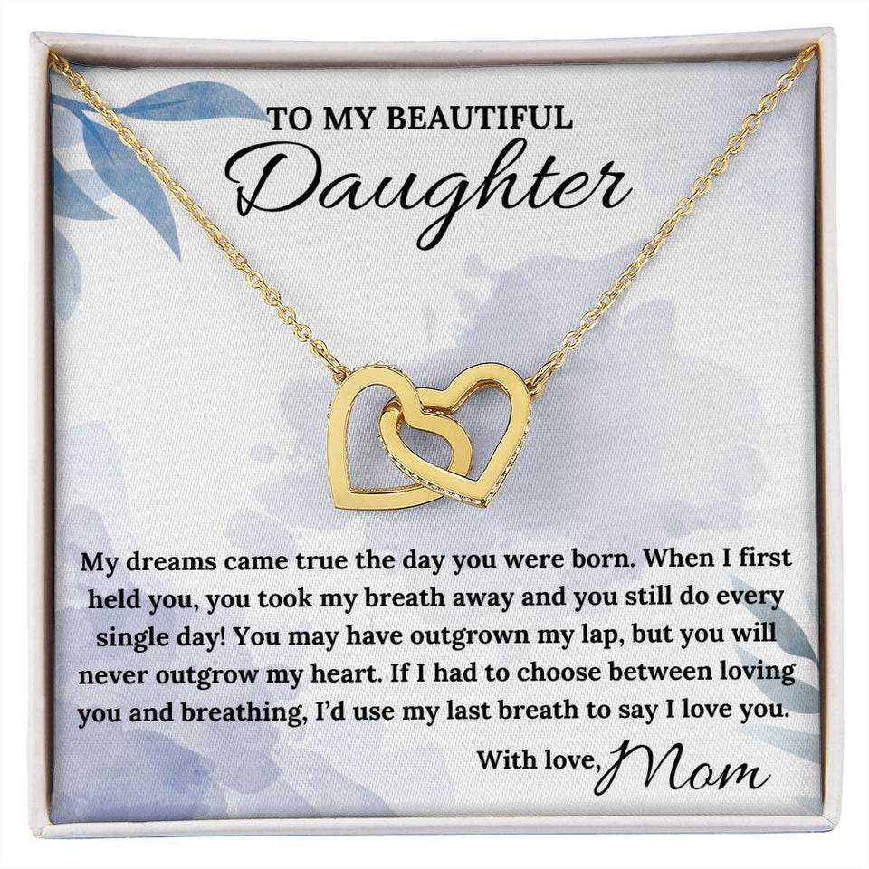 You'll Never Outgrow My Heart - Interlocking Hearts Necklace For Daughter