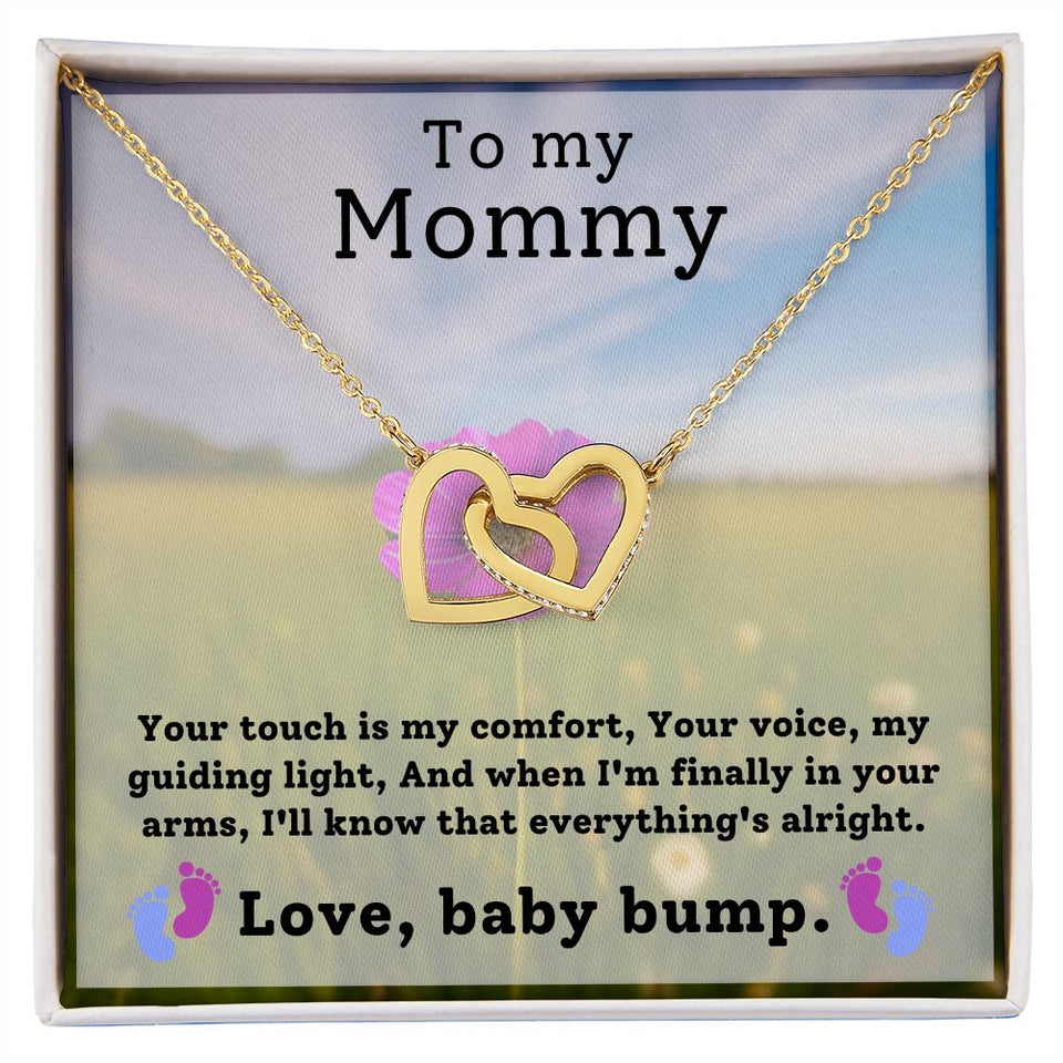 To My Mommy - Your Touch Is My Comfort Interlocking Hearts Necklace