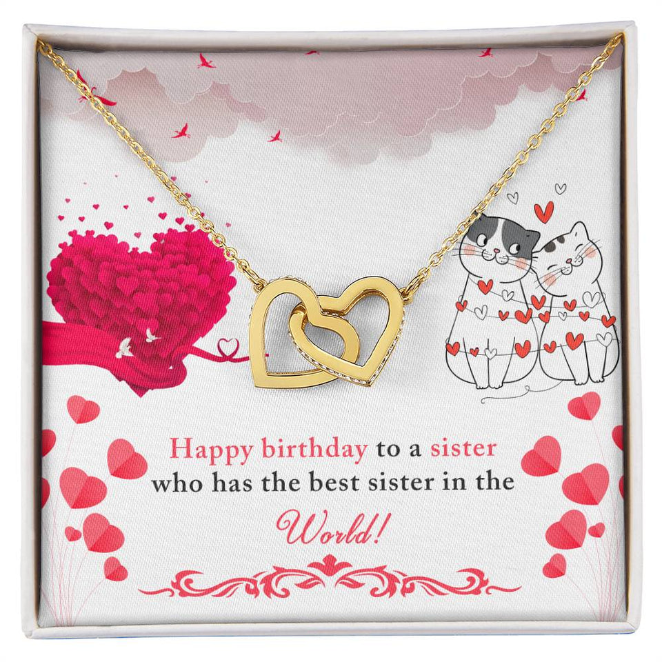 Sister Birthday Interlocking Hearts Necklace