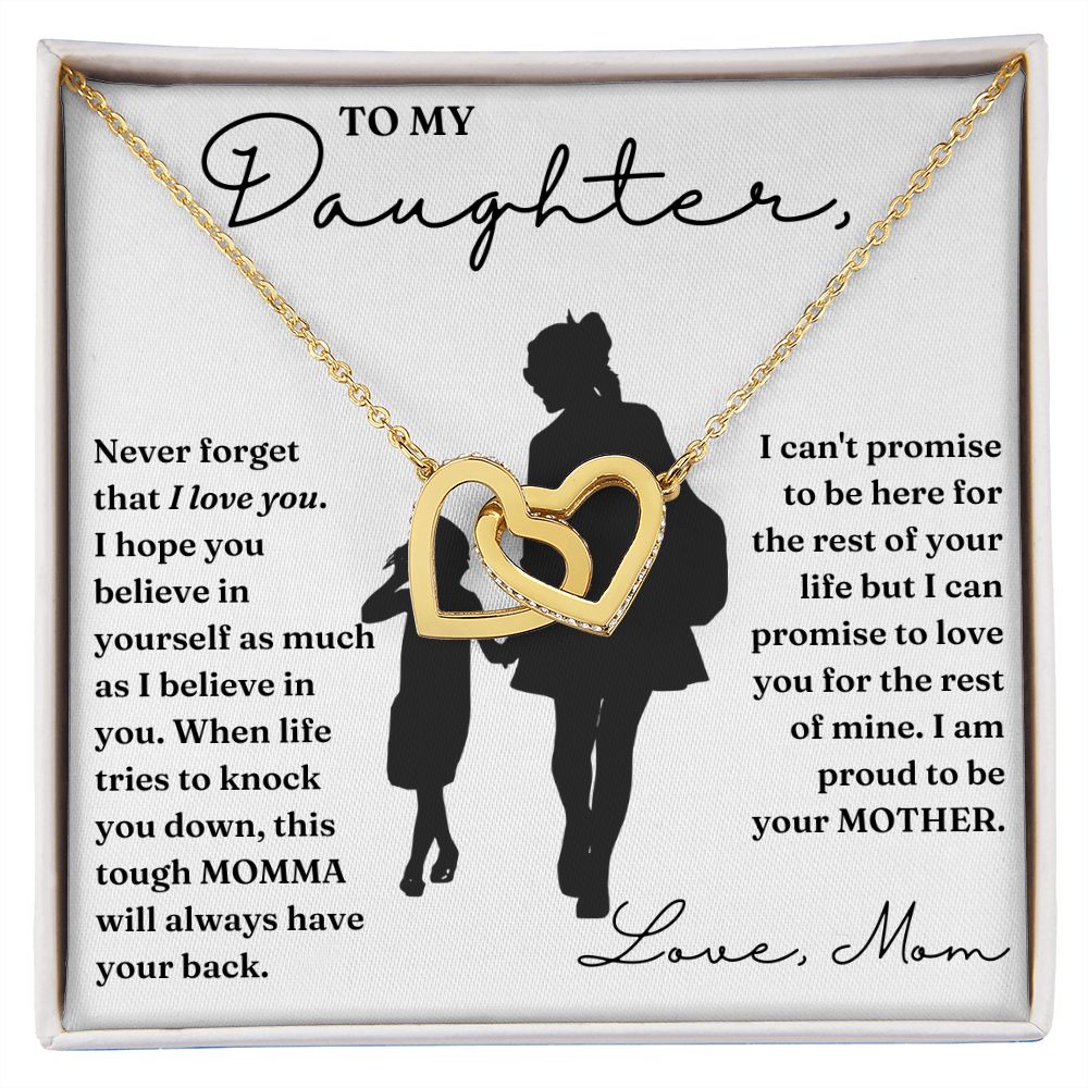 To My Daughter necklace, My Promise - Interlocking Hearts Necklace For Daughter