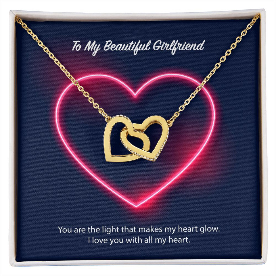 To My Beautiful Girlfriend Interlocking Hearts Necklace