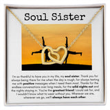Soul Sister - Interlocking Hearts  Necklace - White Card/Cartwheel Gift For Mom, necklace For Wife, Gift For Mother's Day