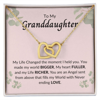 To My Granddaughter- Interlocking hearts Necklace