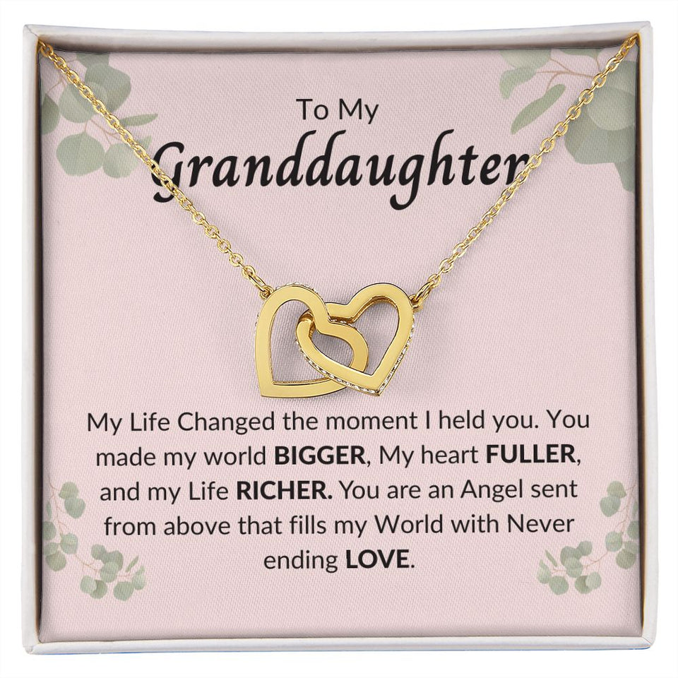To My Granddaughter- Interlocking hearts Necklace