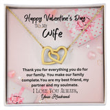 Happy Valentine's Day To My Wife Interlocking Hearts Necklace Gift For Mom, necklace For Wife, Gift For Mother's Day