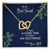 It Takes A Long Time To Grow An Old Friend - Interlocking Hearts Necklace