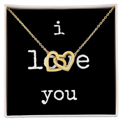 i love you - Interlocking Hearts Necklace - Black Gift For Mom, necklace For Wife, Gift For Mother's Day