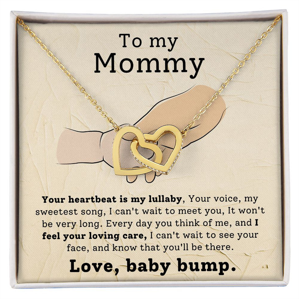 To My Mommy - Your Heartbeat Is My Lullaby Interlocking Hearts Necklace