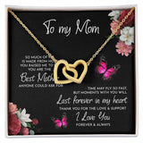 To My Mom Time May Fly Interlocking Hearts Necklace, Mom Necklace, Mother's Day Gift