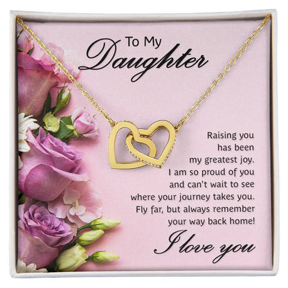 Daughter Proud Interlocking Hearts Necklace
